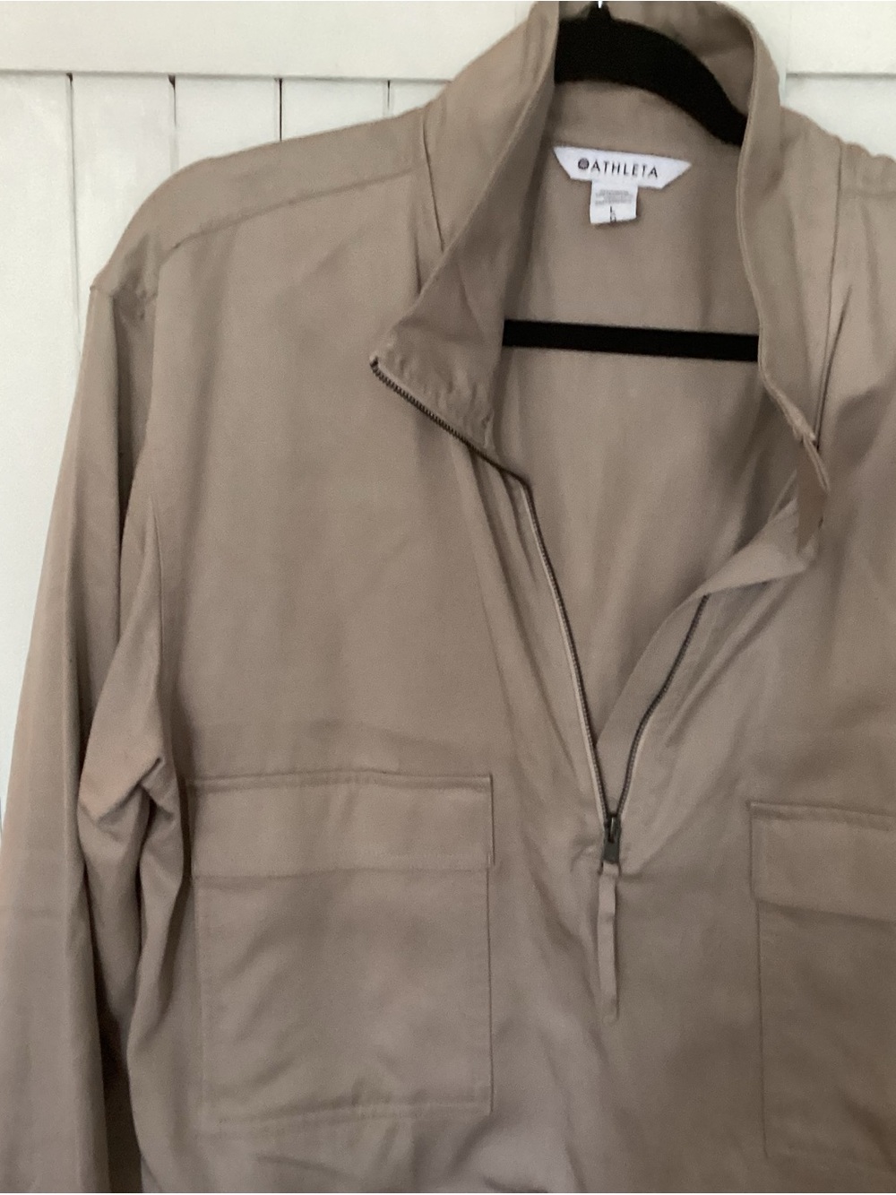 Athleta Beige Tan Half-Zip Utility Jacket
